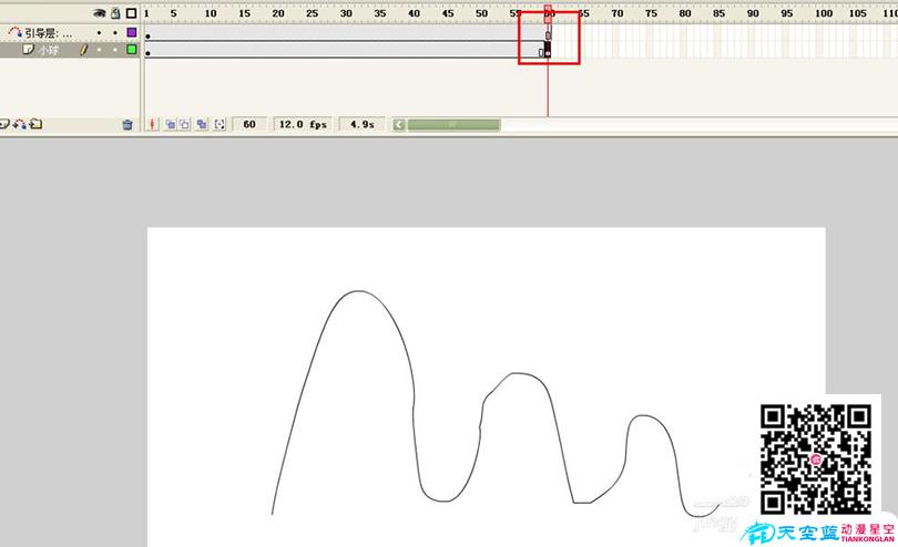 Flash制作跳動(dòng)的小球循環(huán)動(dòng)畫的具體步驟之選擇小球元件第60幀