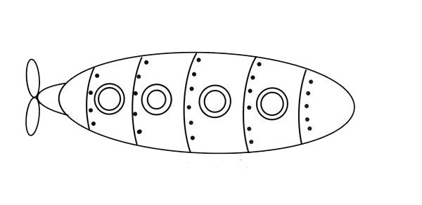卡通潛水艇簡(jiǎn)筆畫彩色畫法步驟圖片