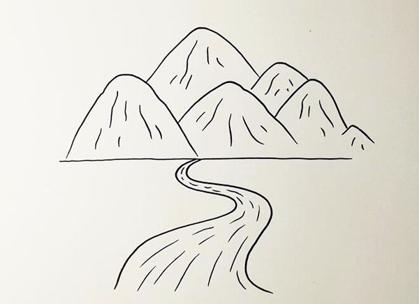 高山流水的簡(jiǎn)筆畫(huà)