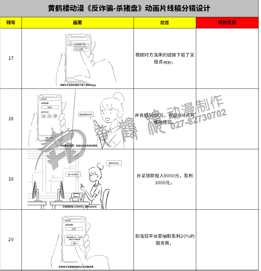 黃鶴樓動漫《反詐騙-殺豬盤》動畫片線稿分鏡設(shè)計17-20.jpg